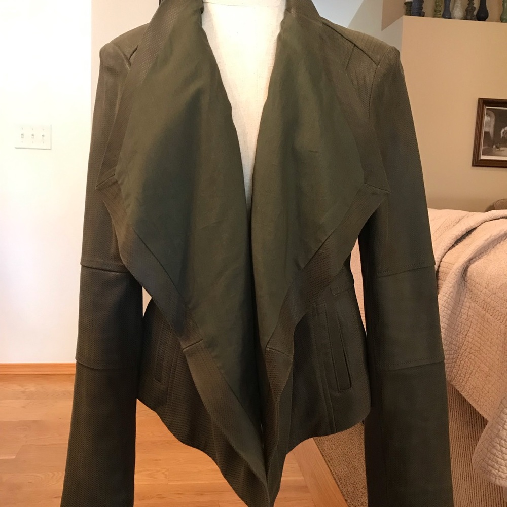 G.I.L.I. Green Open Front Leather Jacket